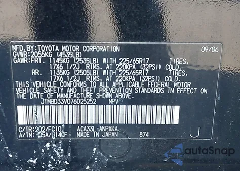 2007 Toyota Rav4 from USA, damaged, VIN JTMBD33V076025252